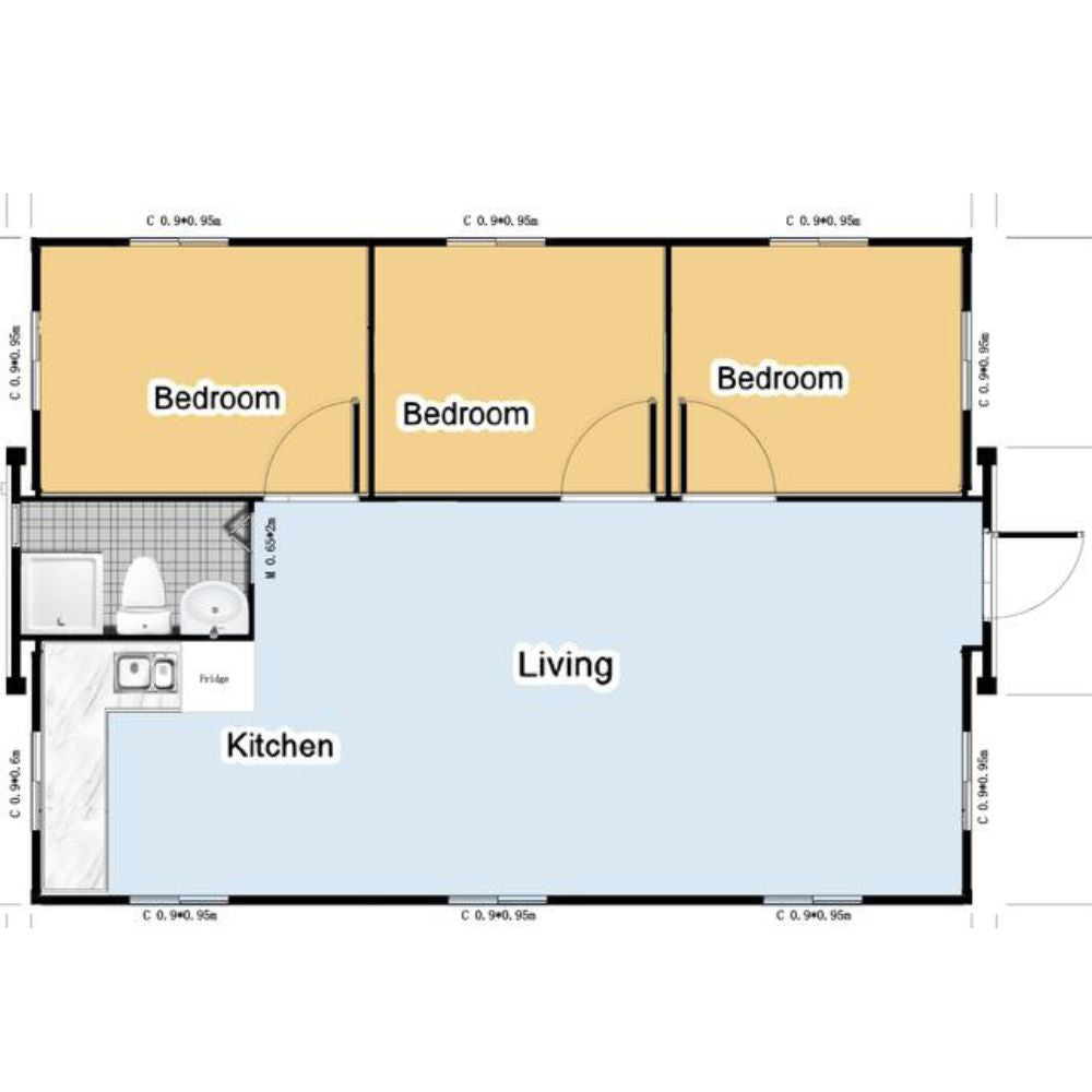 3 Bedroom 53 SQM Home